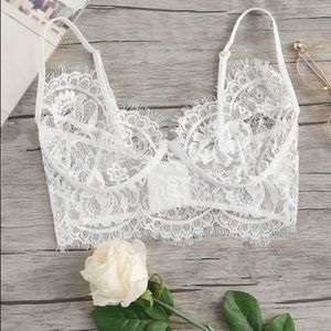 White eyelash lace bralette